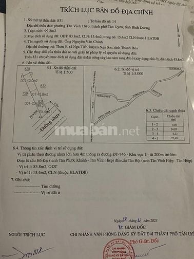 BÁN NHÀ ĐƯỜNG DX06. TÂN VĨNH HIỆP. TÂN UYÊN. BD. DT: 99M2. GIÁ 3,4 TỶ