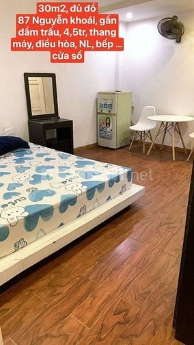 Cho thuê  chung cư mini đủ đồ 87 Nguyễn Khoái, Đầm Trấu HBT Hà NỘI 