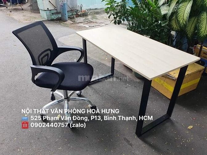 Bộ bàn chân sắt chữ U 1m2 + ghế xoay lưới vuông mới 100%