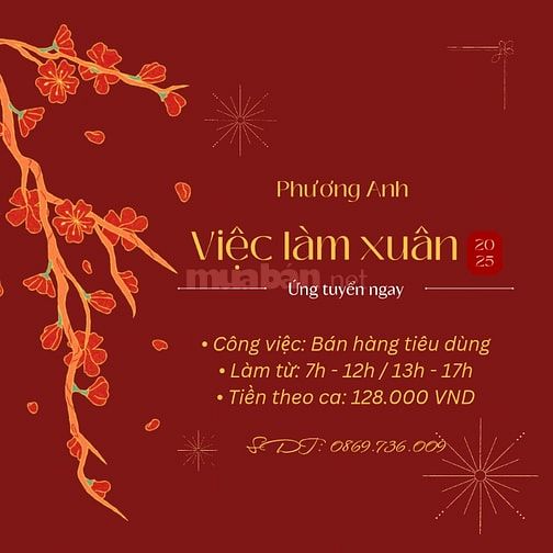 Tuyển thời gian việc làm trong tết 