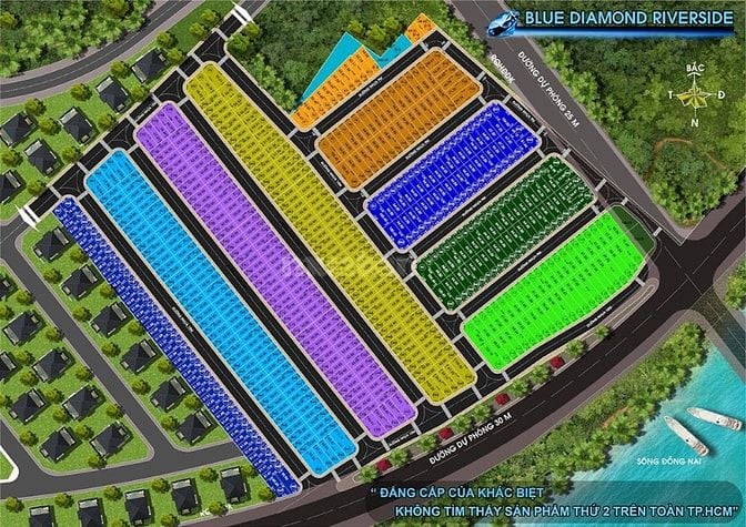 Nền ưu đãi trong KDC Blue Diamond Riverside! DT: 80m2 giá 1.75 tỷ/nền!