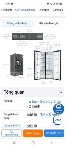 Cần bán tủ lạnh thông minh Aqua 646L, màu đen, đời 2024, mới 100%