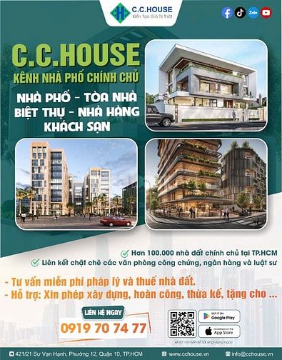 C.C.House tuyển 50 NVKD Nhà Phố: Lương+Hoa Hồng đến 65%