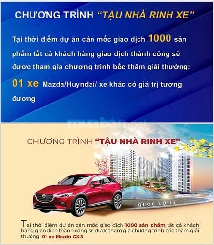 Căn hộ 52m2, 2PN, TT chỉ 200Tr nhận nhà, Bốc thăm Trúng nhà, tậu xe 