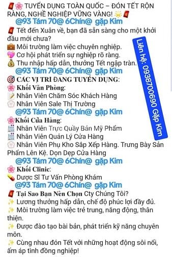 TUYỂN DỤNG TOÀN QUỐC TẾT VÀ SAU TẾT. LƯƠNG CAO. VIỆC LÂU DÀI. 