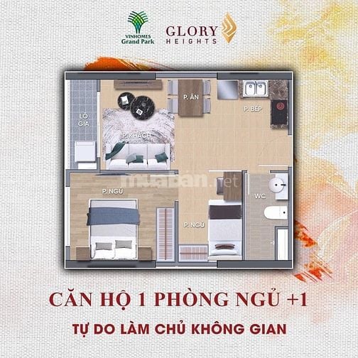 Bán Căn 1PN giá rẻ Vinhomes Grand Park 50 ký mới hdmb 2,4 tỷ 