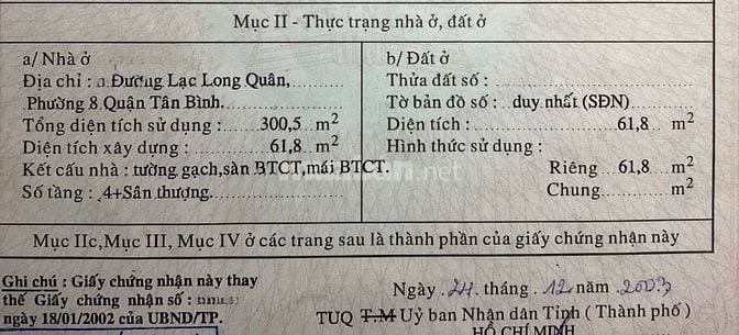 🌷 🌷 🌷 BÁN NHÀ 2 MẶT TIỀN TRƯỚC VÀ SAU : 1290 LẠC LONG QUÂN + 8A TÂN