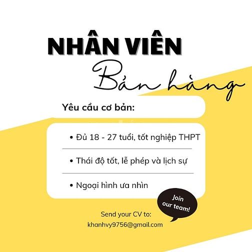 📻 Đại lí chi nhánh quận 11 cần bổ sung nhân viên nam bán hàng cận Tết