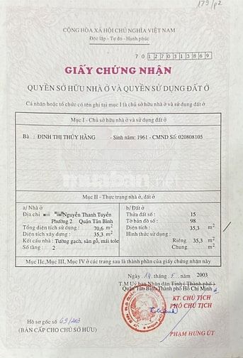 Bán nhà hẻm 3m Nguyễn Thanh Tuyền Phường 2 Quận Tân Bình  giá 3,8 tỷ