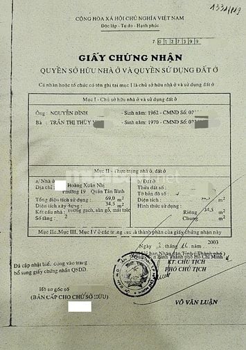 Bán nhà MT Hoàng Xuân Nhị P.Phú Trung Quận Tân Phú  giá 6 tỷ - 36,3m2