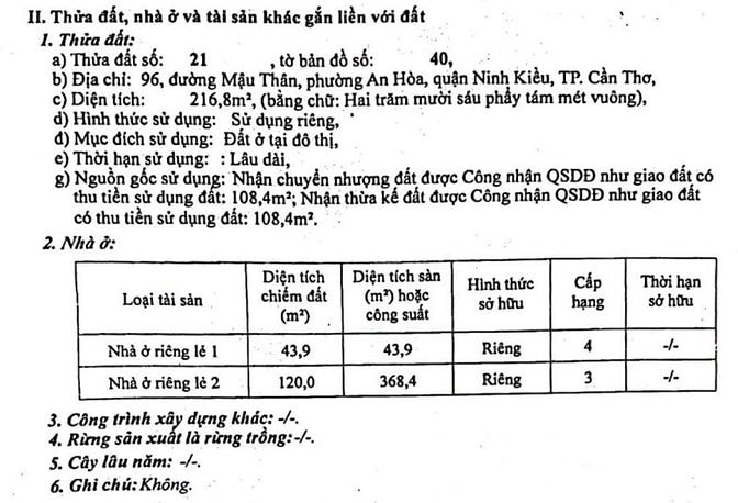 Cho thuê nhà phố nguyên căn (1 trệt 2 lầu) 96 Mậu Thân, Ninh Kiều  HHM