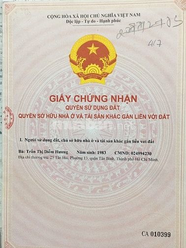 Bán nhà số 25 đường Tân Hải, P.13, Q.Tân Bình, nhà đẹp, nở hậu