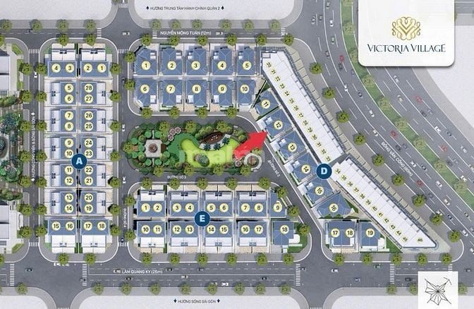 Bán biệt thự căn góc đường 25m&12m dự án Victoria Village 