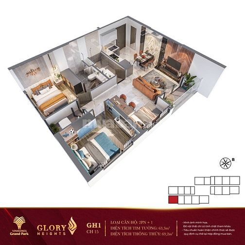 Bán CĂN 2PN 2WC (59M²) – GIÁ RẺ NHẤT TỪ CĐT CHỈ 2.884 TỶ