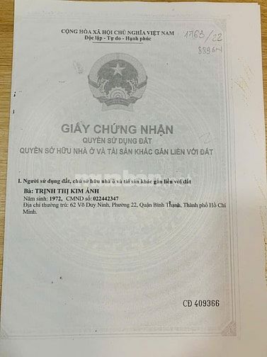 Tôi chính chủ cần bán gấp can nhà cấp 4 ,ngang 5,75 dài 11m,chỉ 5,7ỷ