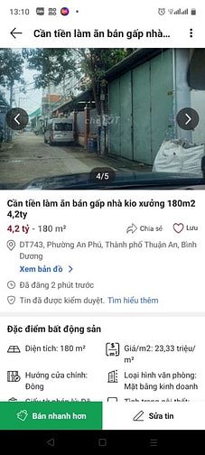 Bán nhà kho 200m2 ngay mặt tiền 