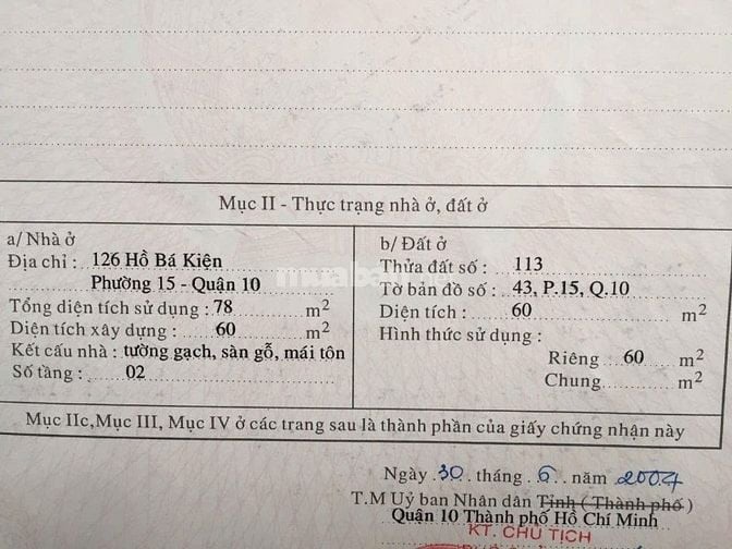 Bán nhà 126 Hồ Bá Kiện, Q10 – Hợp đồng thuê 75 triệu/tháng,giá 19.5 tỷ