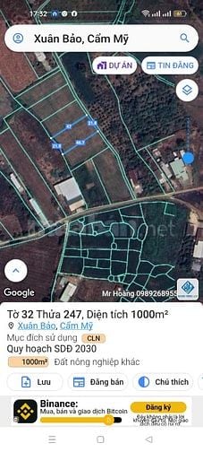 Bán 1.000m2 xã Xuân Bảo thửa 247 tờ 32