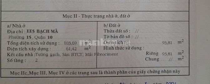 Bán nhà EE5 Bạch Mã ,P.15, Quận 10 giá chỉ 22 tỷ thương lượng