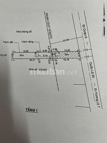 Bán nhà MT 1552 Quốc lộ 50 BC. DT 4x42m giá 8.8 tỷ