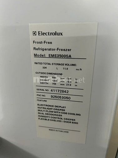 BÁN TỦ LẠNH ELECTROLUX 340 lít