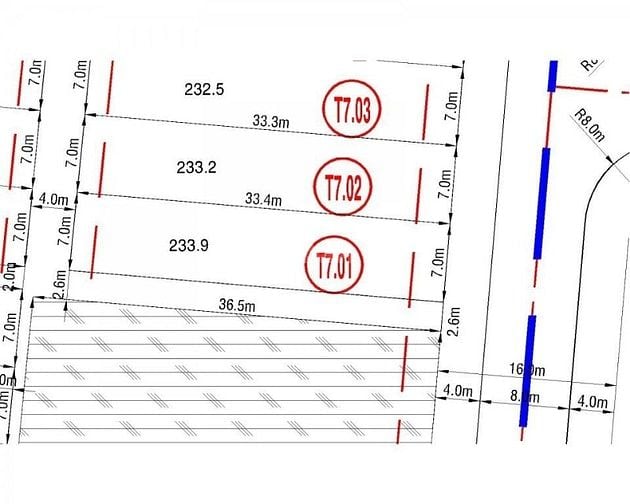 7x33m = 234m2 full TC - QH01 bệnh viện mới Bảo Lộc (lô T7.01 - 3 mặt T