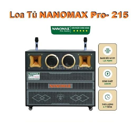 Loa tủ karaoke di động NANOMAX Pro-215 công suất 1800W