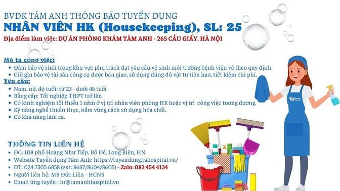 Bệnh viện Tâm Anh - Nhân viên HK (Cầu Giấy)