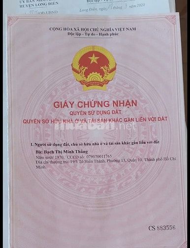 Bán nhà vườn khu vực biển Long Hải Tổ 12 khu phố Hải Hòa TT Long Hải, 