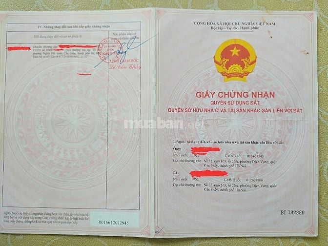 NHÀ CHÍNH CHỦ - GIÁ TỐT - Vị Trí Đẹp Tại Đường Cầu Giấy, Phường Dịch V