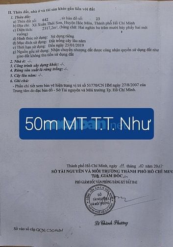 Bán đất mặt tiền Trương Thị Như Xuân Thới Sơn Hóc Môn giá 12,7 tỷ