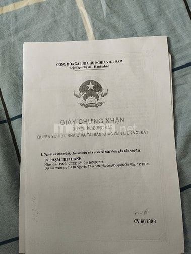 Bán nhà HXH đường dương quảng hàm. Dt 4•13.5 m. 1 trệt 1 lầu đúc. Nhà 