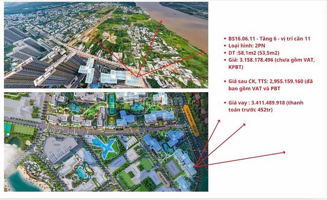 KHÔNG CÓ CĂN THỨ 2, Vinhomes Grand Park, căn 2 phòng ngủ, giá: 2,955tỷ