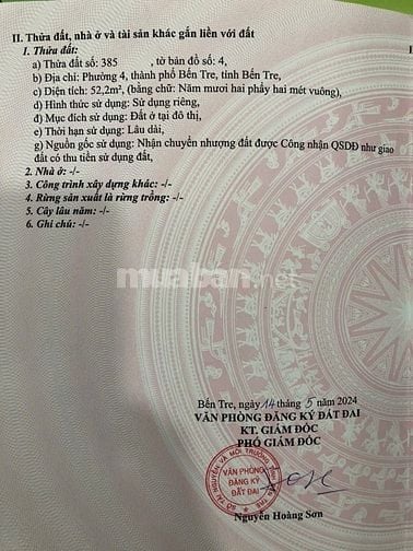 Chính chủ cần bán nhà phường An Hội, thành phố Bến Tre