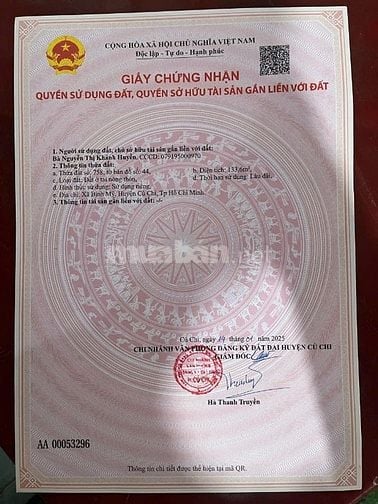 Bán đất nền thổ cư bao giấy phép xây dựng xã Bình Mỹ Củ Chi