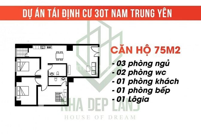 Chính chủ cho thuê căn hộ chung cư 3 phòng ngủ tại 30T2 Nam Trung Yên