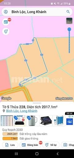 Cần bán đất vườn sổ hồng, diện tích 2017,1 m2 TP Long Khánh-Đồng Nai 