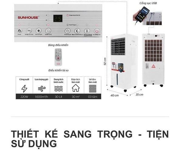 QUẠT ĐIỀU HOÀ SUNHOUSE SHD7721 30L mới 90%