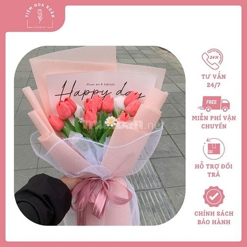 Bó Hoa Tulip 10 Bông Siêu Đẹp của Tiệm Hoa Xuân