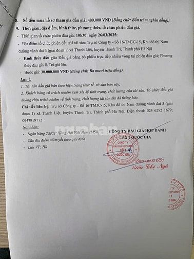 CÔNG TY ĐẤU GIÁ HỢP DANH SỐ 1 QUỐC GIA THÔNG BÁO BÁN ĐẤU GIÁ TÀI SẢN