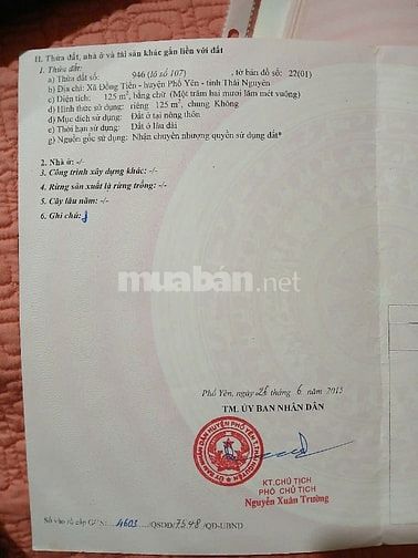 Bán đất tại thành phố Phổ Yên- Thái Nguyên