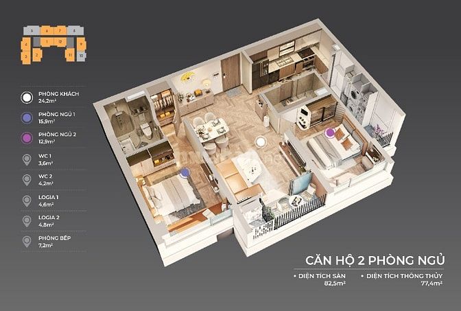 HOT! CĂN HỘ CAO CẤP 2PN TẠI THE SANG  - TẦNG CAO - VIEW ĐẸP - GIÁ TỐT