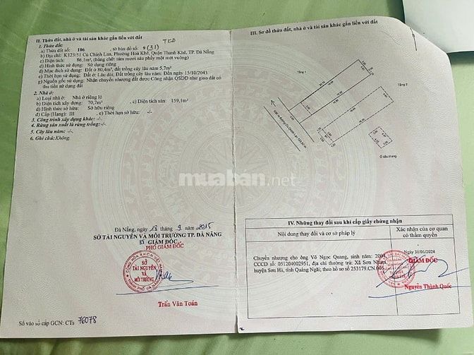 Chính chủ bán nhà kiệt ô tô 123 Cù Chính Lan, ngay sát chợ Thanh Khê