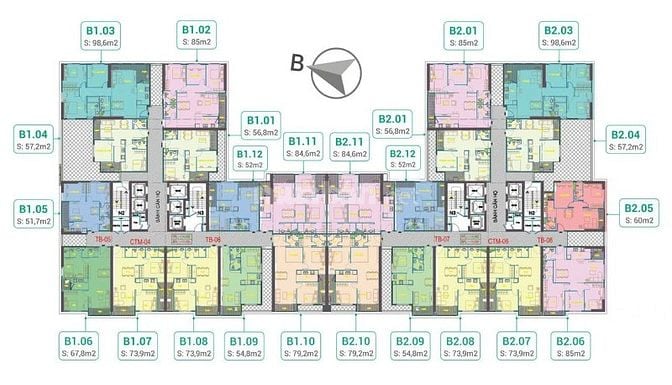 Chung Cư Cao Cấp - Quận Hoàng Mai, 3 Ngủ, 2 WC, 1 Ban Công 99,4m2