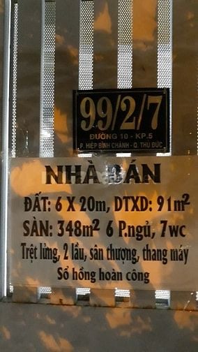 Bán nhà 99/2/7 đường 10, kp5 Hiệp Bình Chánh, Thủ Đức, tp.HCM, 15.5 tỷ