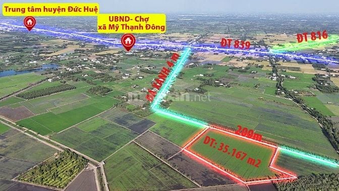 3,5 mẫu đất lúa đường ô tô trung tâm Đức Huệ, Long An giá đầu tư