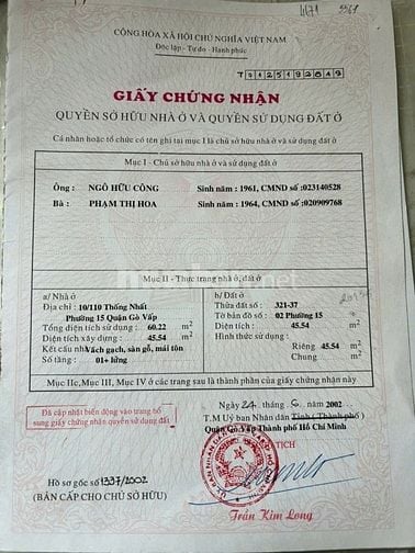 Bán nhà 48m2  hẻm xe hơi cách mặt tiền Thống Nhất Gò Vấp 30m 