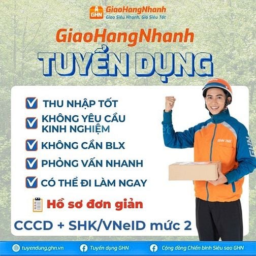 TUYỂN NHÂN VIÊN GIAO HÀNG LÂM ĐỒNG LƯƠNG CỨNG +++