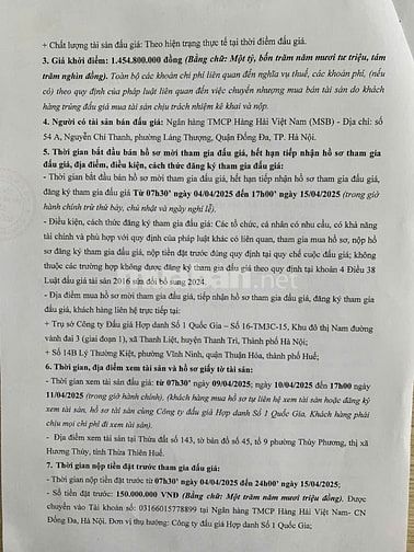 CÔNG TY ĐẤU GIÁ HỢP DANH SỐ 1 QUỐC GIA THÔNG BÁO BÁN ĐẤU GIÁ TÀI SẢN 