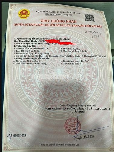 Cần bán nhà căn góc gấp quận 12 